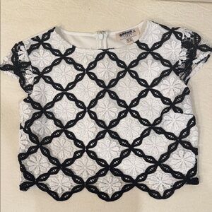 Lipsy Black and White Lace Crop Top